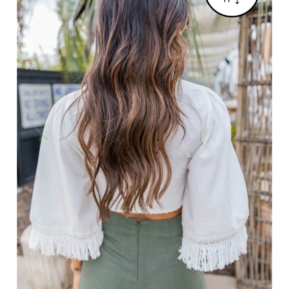 Cropped Tassel Ivory Blouse - Picture 2 of 5